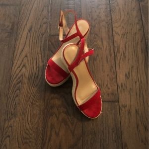 Red wedge sandals